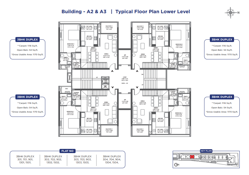 3 BHK Duplex floor plan