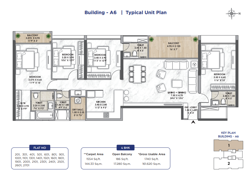 4 BHK Luxury floor plan