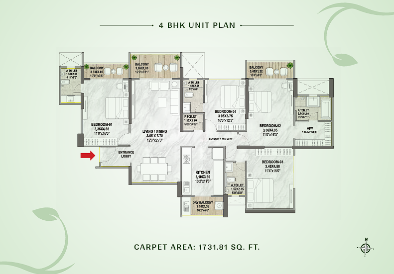 4 BHK floor plan